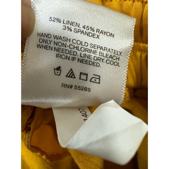 Express Linen Blend Mustard Yellow Wide Leg Elastic Waist Pants Size Small - Picture 5 of 5